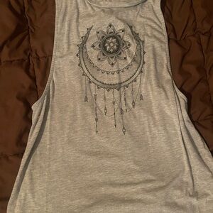 No Boundaries Gray Mandala Muscle Tee